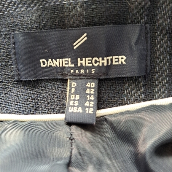 Daniel Hechter Paris navy blue plaid coat jacket trench - Picture 8 of 15